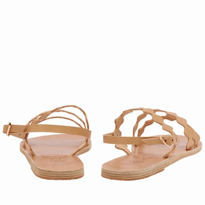 Women Ancient Greek Sandals Clio Onda Back-Strap Sandals Beige | SSB5934ZI