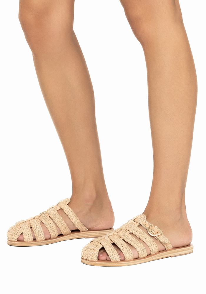 Women Ancient Greek Sandals Cosmia Fisherman Sandals Beige | IVX656VW