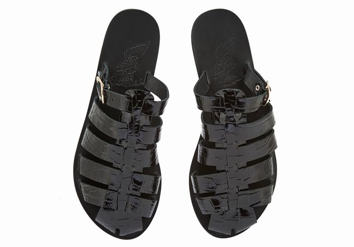 Women Ancient Greek Sandals Cosmia Fisherman Sandals Black | VOB87100GK