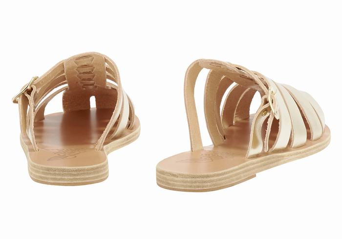 Women Ancient Greek Sandals Cosmia Fisherman Sandals Gold White | INR7037CK