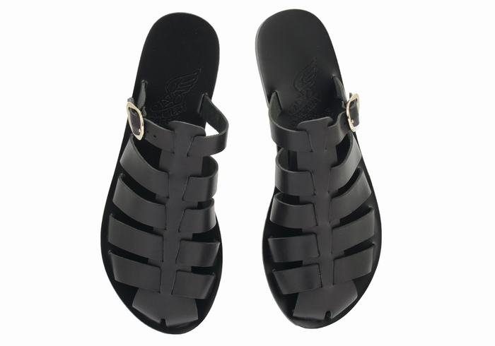 Women Ancient Greek Sandals Cosmia Fisherman Sandals Black | NJD9169GO