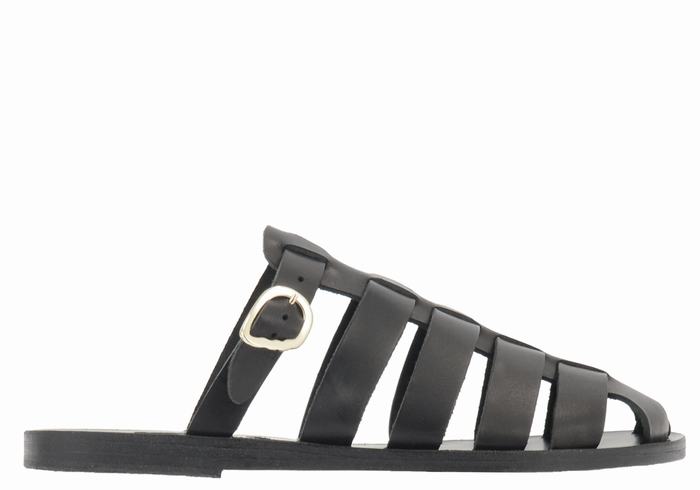 Women Ancient Greek Sandals Cosmia Fisherman Sandals Black | NJD9169GO