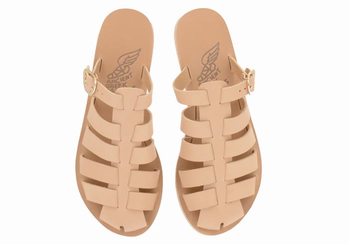 Women Ancient Greek Sandals Cosmia Fisherman Sandals Beige | IWT8998ME