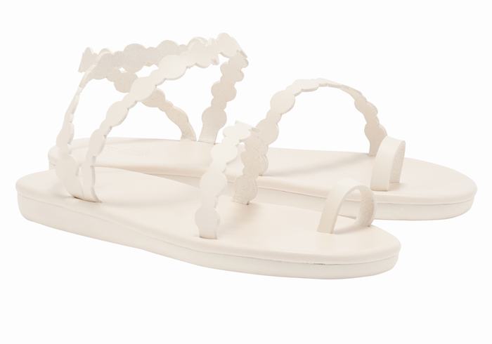 Women Ancient Greek Sandals Cronos Toe-Post Sandals White | IIH2053XM