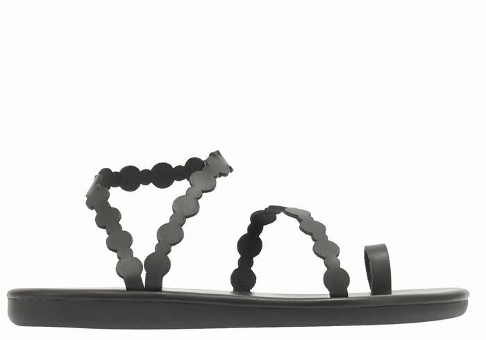 Women Ancient Greek Sandals Cronos Toe-Post Sandals Black | QDV7879TA