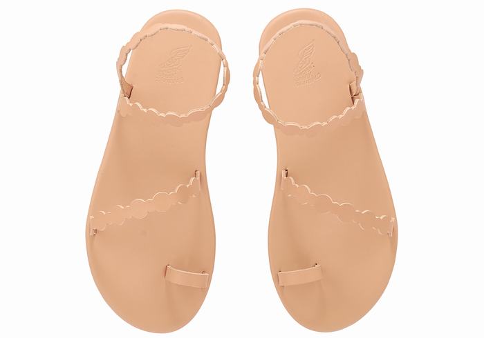 Women Ancient Greek Sandals Cronos Toe-Post Sandals Beige | TGE5732MO