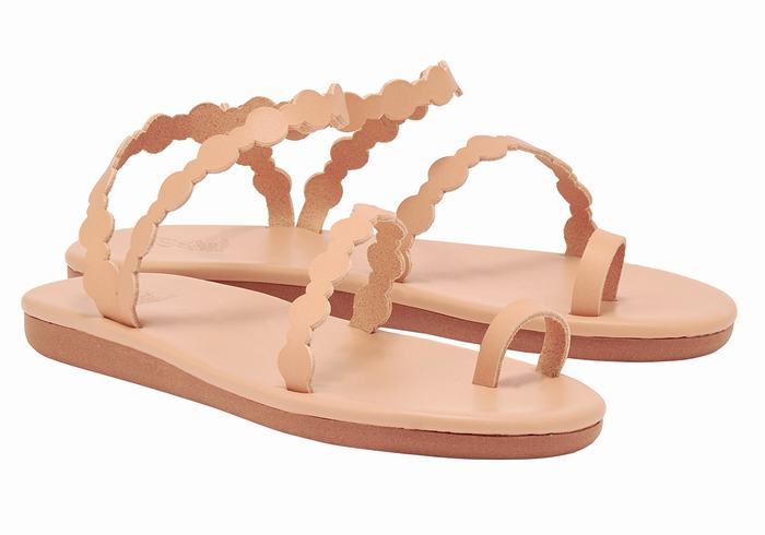 Women Ancient Greek Sandals Cronos Toe-Post Sandals Beige | TGE5732MO