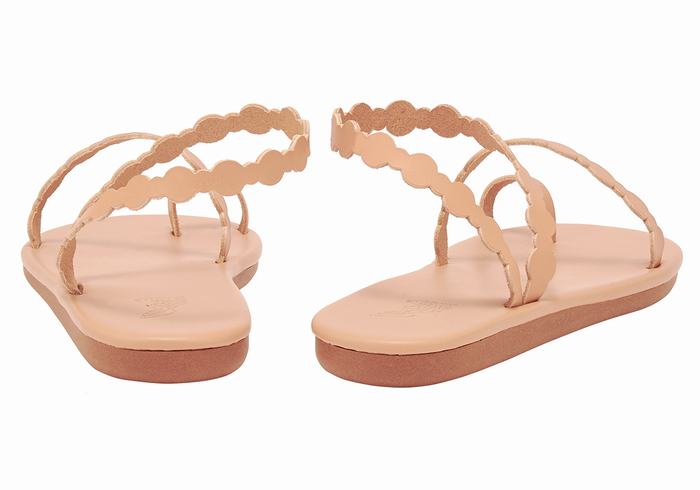 Women Ancient Greek Sandals Cronos Toe-Post Sandals Beige | TGE5732MO