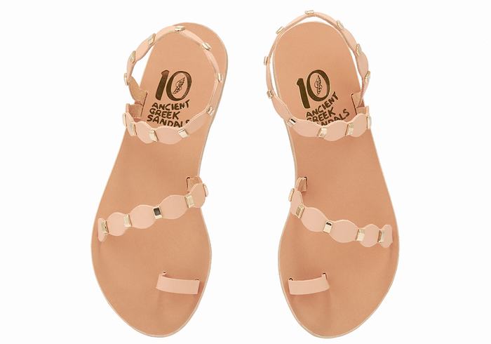 Women Ancient Greek Sandals Dauxerre Toe-Post Sandals Beige Gold | UGD3720OQ