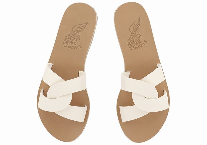 Women Ancient Greek Sandals Desmos Slide Sandals White | TSD6760UG