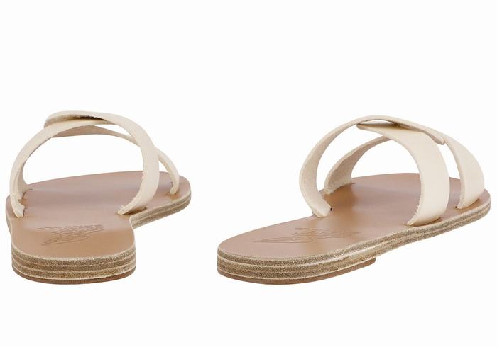 Women Ancient Greek Sandals Desmos Slide Sandals White | TSD6760UG