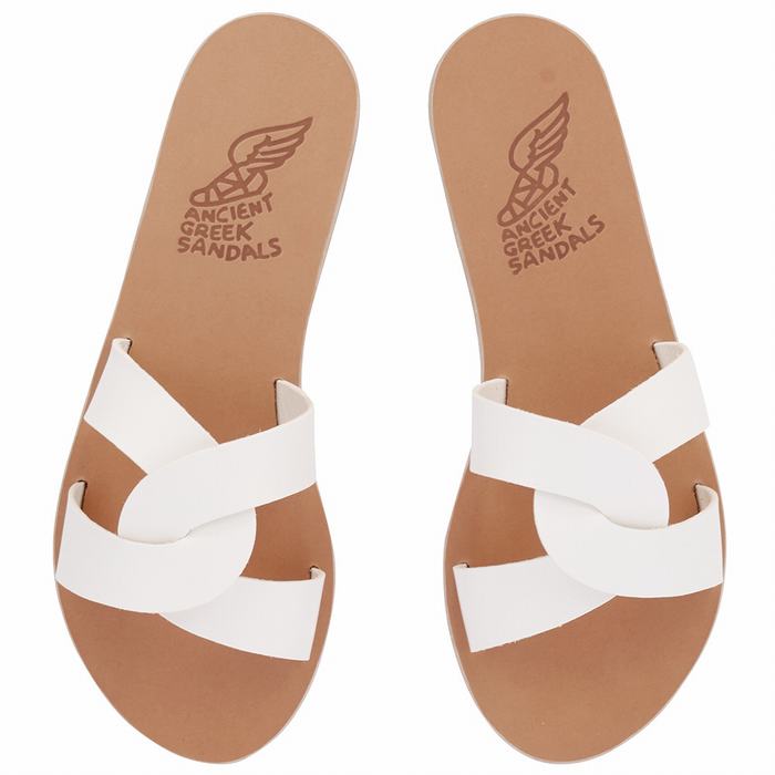 Women Ancient Greek Sandals Desmos Slide Sandals White | BGW3095EV