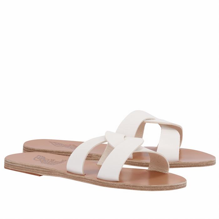 Women Ancient Greek Sandals Desmos Slide Sandals White | BGW3095EV