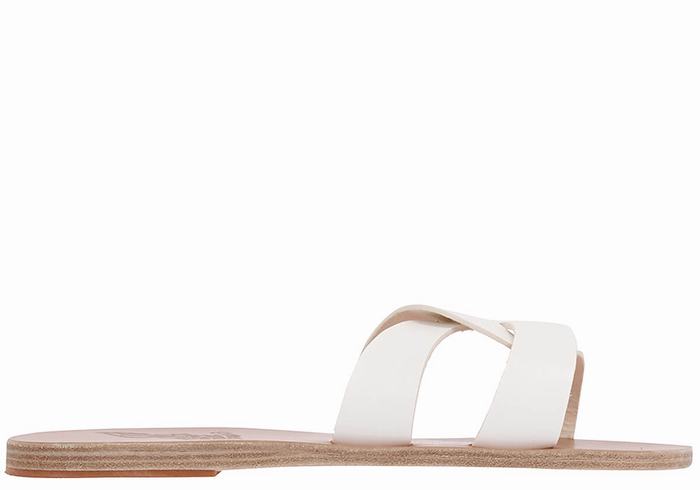 Women Ancient Greek Sandals Desmos Slide Sandals White | BGW3095EV