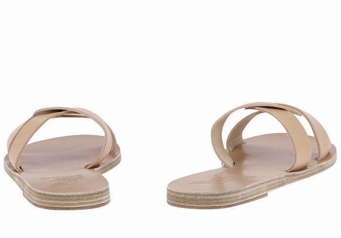 Women Ancient Greek Sandals Desmos Slide Sandals Beige | KJJ7330II