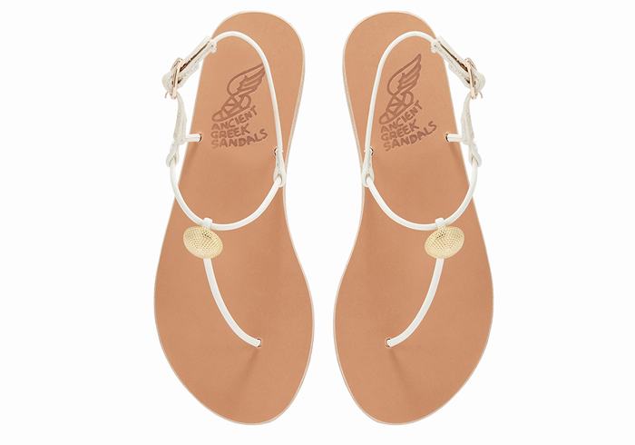 Women Ancient Greek Sandals Dimitra Flip Flop Back-Strap Sandals White | FYS6180EJ