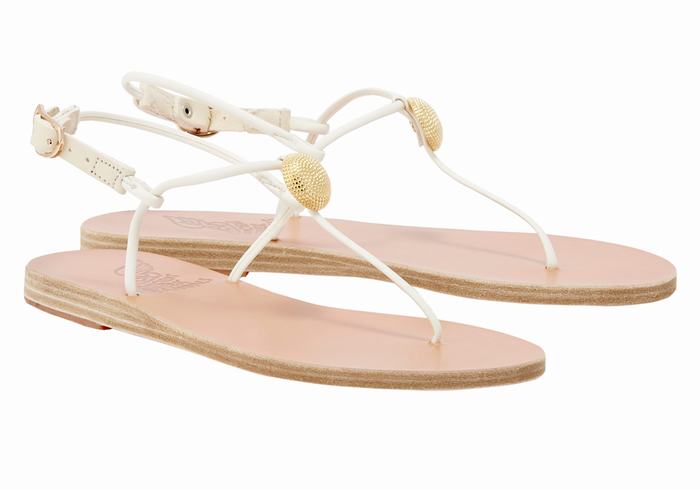 Women Ancient Greek Sandals Dimitra Flip Flop Back-Strap Sandals White | FYS6180EJ