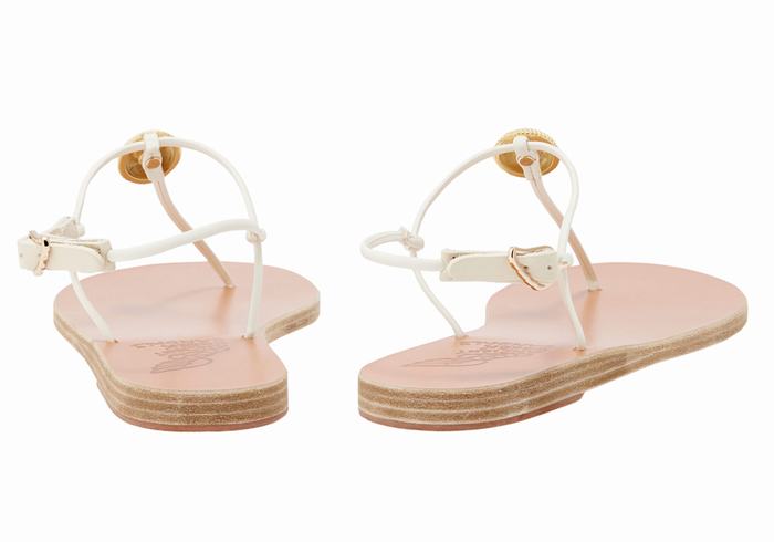 Women Ancient Greek Sandals Dimitra Flip Flop Back-Strap Sandals White | FYS6180EJ