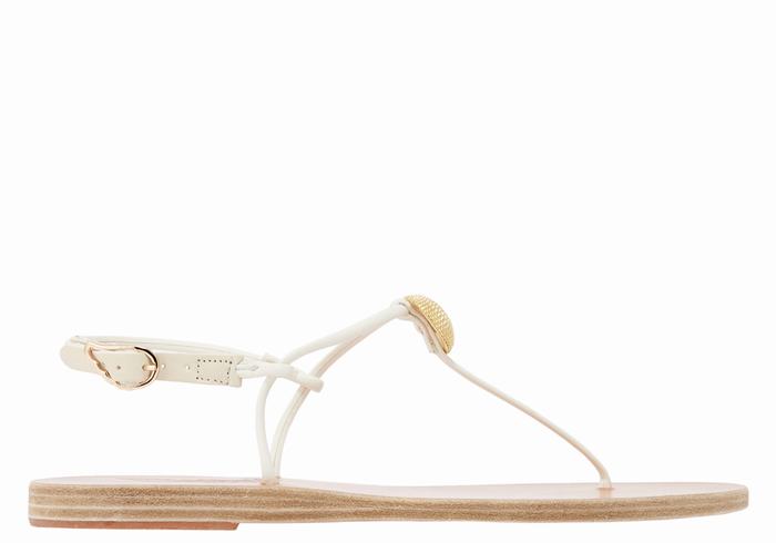 Women Ancient Greek Sandals Dimitra Flip Flop Back-Strap Sandals White | FYS6180EJ