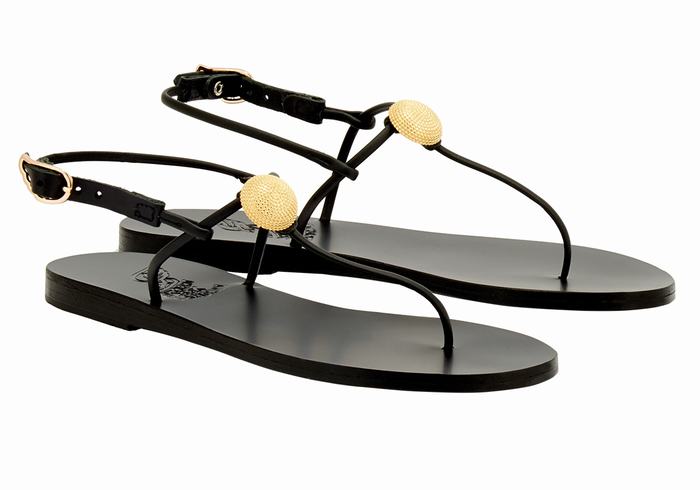 Women Ancient Greek Sandals Dimitra Flip Flop Back-Strap Sandals Black | XZL6140NT