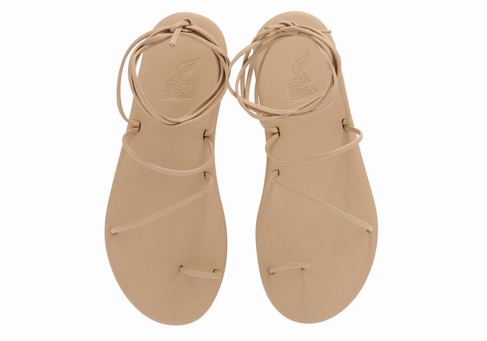 Women Ancient Greek Sandals Du Toe-Post Sandals Beige | IYE261WX