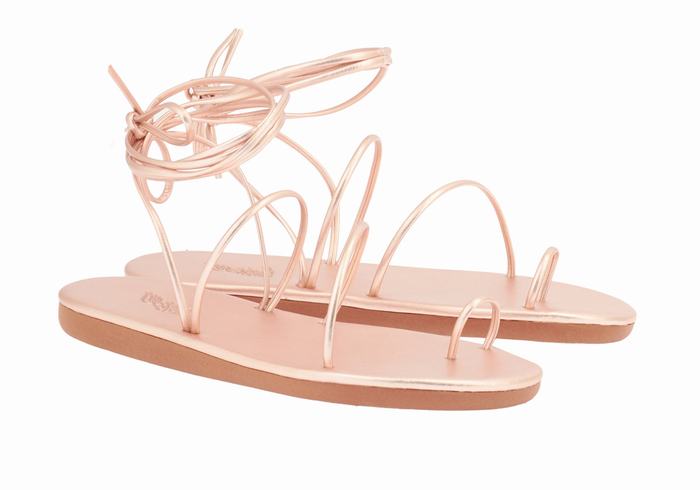 Women Ancient Greek Sandals Du Toe-Post Sandals Rose Gold | JSX376WS