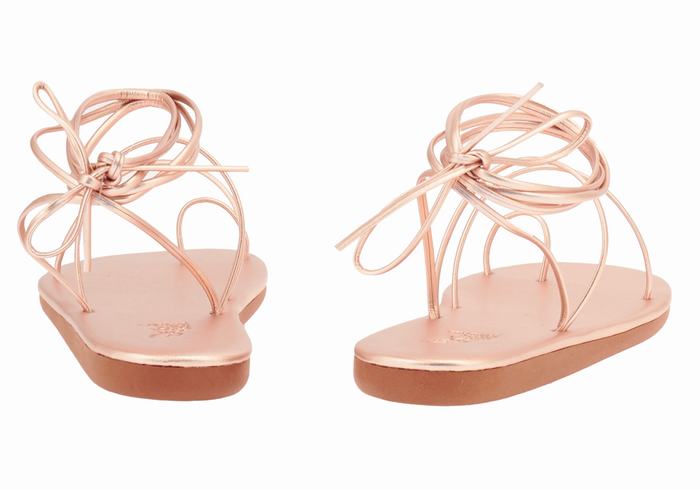 Women Ancient Greek Sandals Du Toe-Post Sandals Rose Gold | JSX376WS