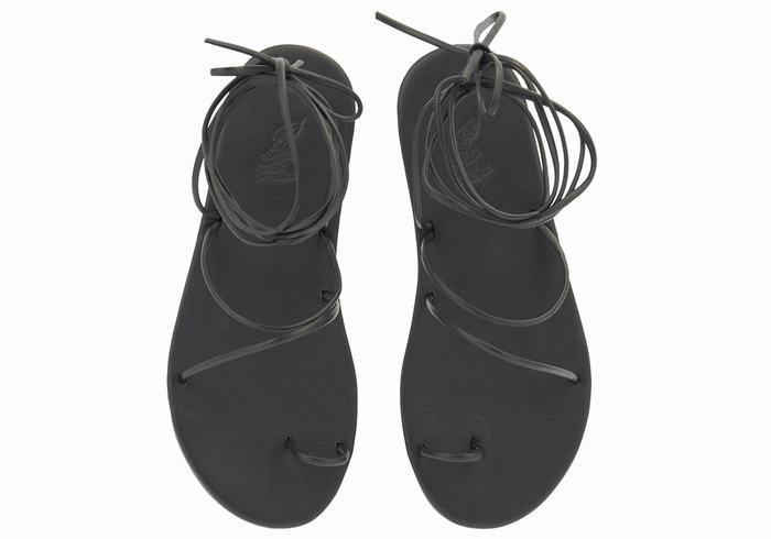 Women Ancient Greek Sandals Du Toe-Post Sandals Black | EWA9637AR