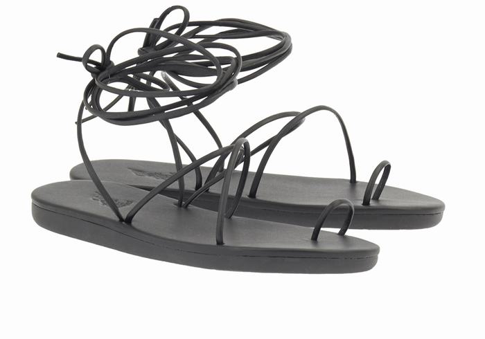 Women Ancient Greek Sandals Du Toe-Post Sandals Black | EWA9637AR