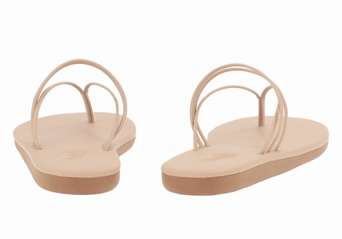 Women Ancient Greek Sandals E Flip Flops Beige | AJL3275GO