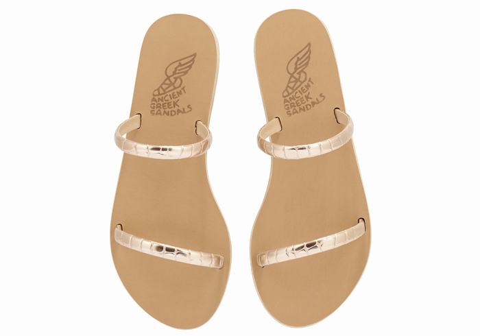 Women Ancient Greek Sandals Echidna Slide Sandals Rose Gold | ZTL9192HB