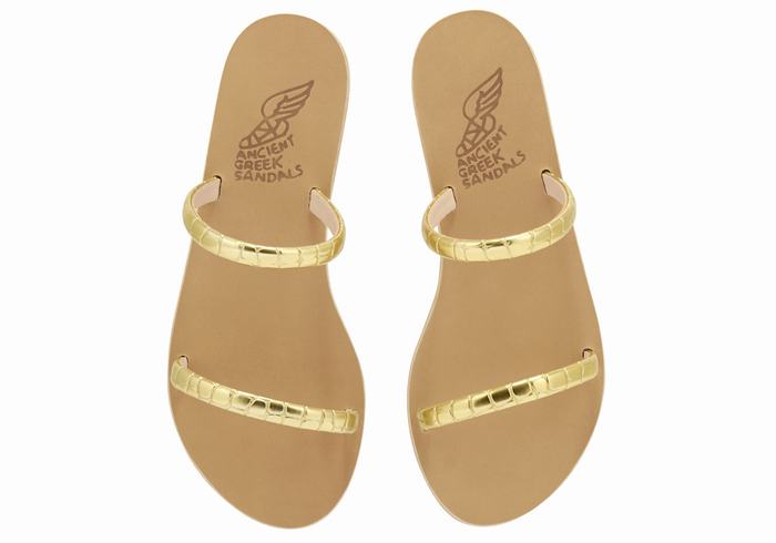 Women Ancient Greek Sandals Echidna Slide Sandals Gold | YWL8223ZR