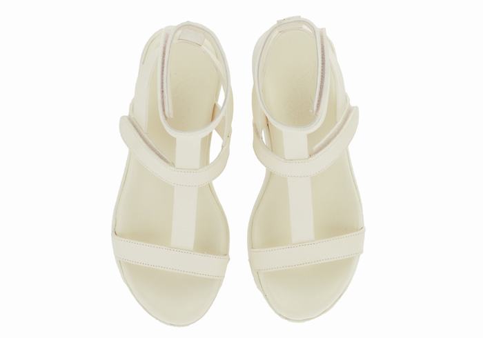 Women Ancient Greek Sandals Efrosini Leather Platform Sandals White | NWA9072VS