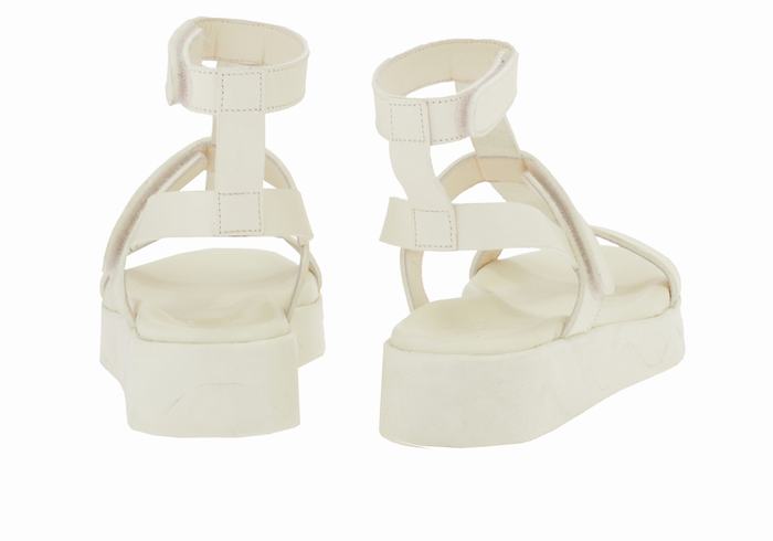 Women Ancient Greek Sandals Efrosini Leather Platform Sandals White | NWA9072VS