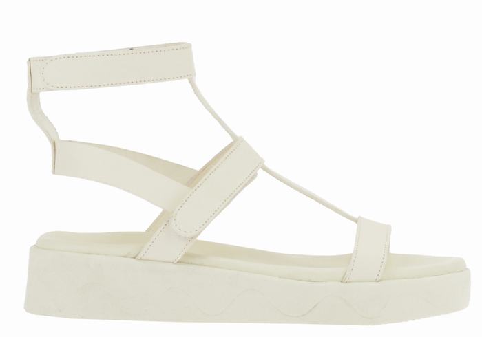 Women Ancient Greek Sandals Efrosini Leather Platform Sandals White | NWA9072VS