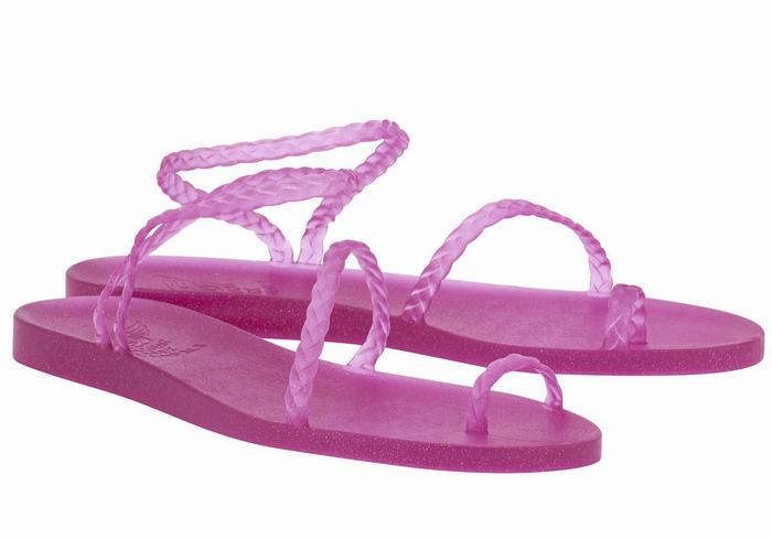 Women Ancient Greek Sandals Eleftheria Braided Sandals Purple | HNT1985XV