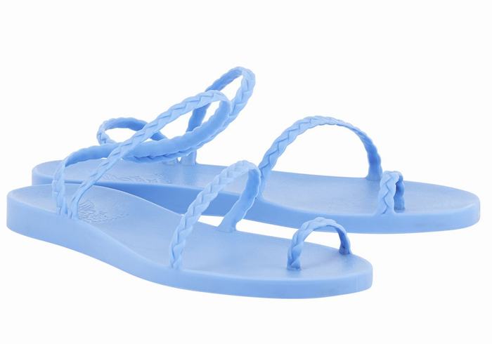 Women Ancient Greek Sandals Eleftheria Braided Sandals Light Blue | CII8730ZB