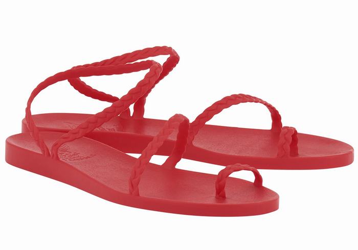 Women Ancient Greek Sandals Eleftheria Braided Sandals Red | GPX9933WT