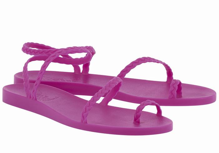 Women Ancient Greek Sandals Eleftheria Braided Sandals Purple | SNZ8466OT