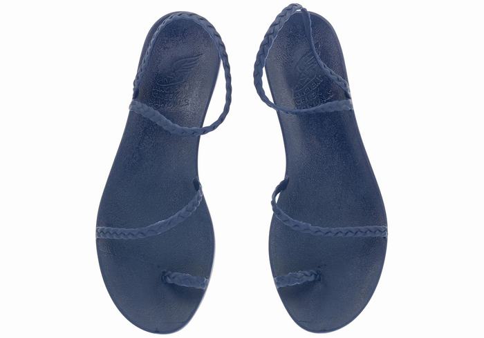 Women Ancient Greek Sandals Eleftheria Braided Sandals Dark Blue | KQD2075QD