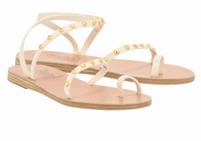 Women Ancient Greek Sandals Eleftheria Bee Toe-Post Sandals White | GYQ4564FS