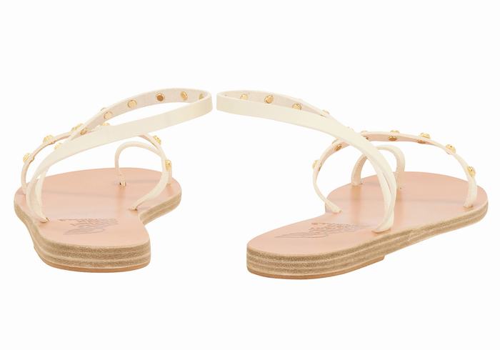 Women Ancient Greek Sandals Eleftheria Bee Toe-Post Sandals White | GYQ4564FS