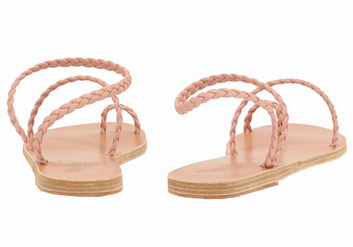 Women Ancient Greek Sandals Eleftheria Leather Braided Sandals Pink | JMN9623KC