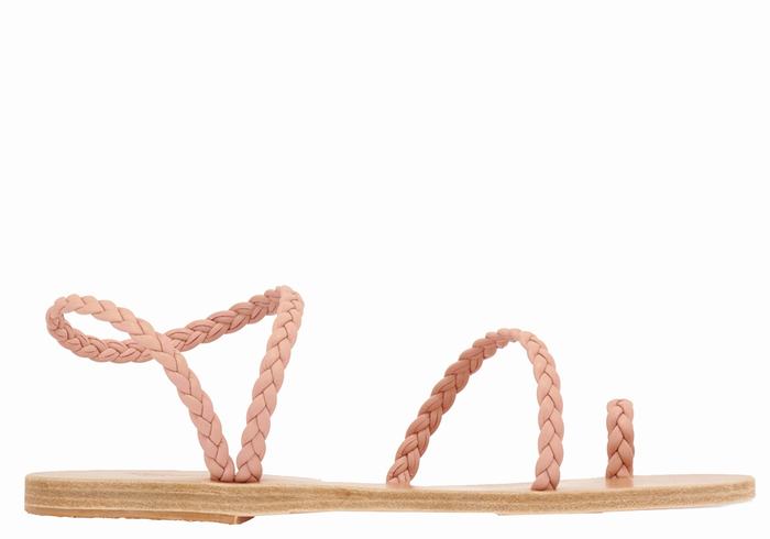 Women Ancient Greek Sandals Eleftheria Leather Braided Sandals Pink | JMN9623KC