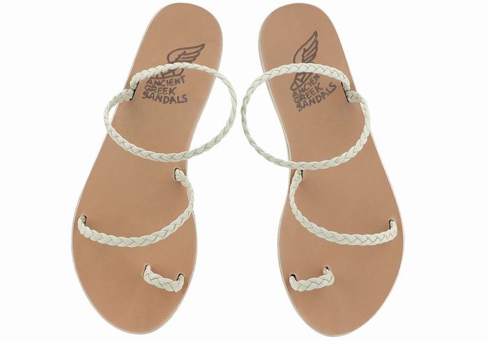 Women Ancient Greek Sandals Eleftheria Leather Braided Sandals White | FPC6055SZ