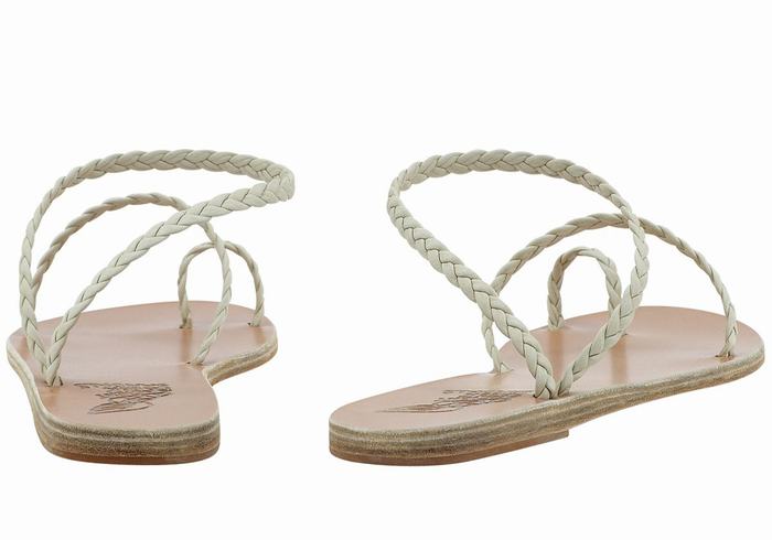 Women Ancient Greek Sandals Eleftheria Leather Braided Sandals White | FPC6055SZ