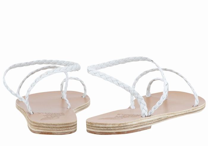 Women Ancient Greek Sandals Eleftheria Leather Braided Sandals White | FQM9132ZQ