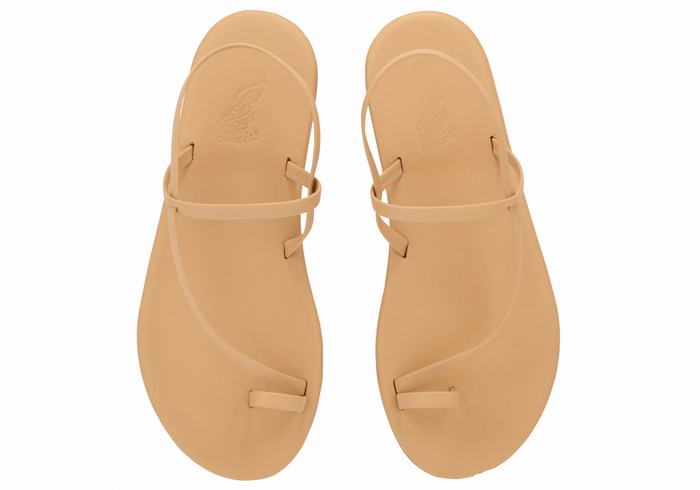 Women Ancient Greek Sandals Euterpe Toe-Post Sandals Beige | KGS6396UA