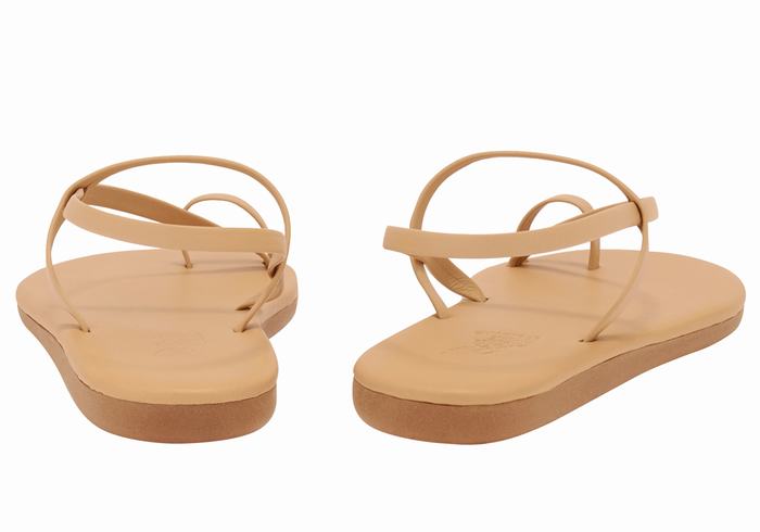 Women Ancient Greek Sandals Euterpe Toe-Post Sandals Beige | KGS6396UA