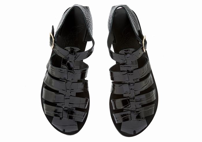 Women Ancient Greek Sandals Homeria Fisherman Sandals Black | BVT1376WD